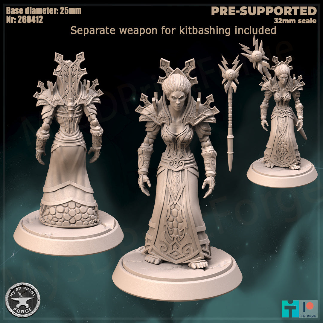 Undead Female Mage, Classic Armor, 2 Poses - Unpainted Miniature