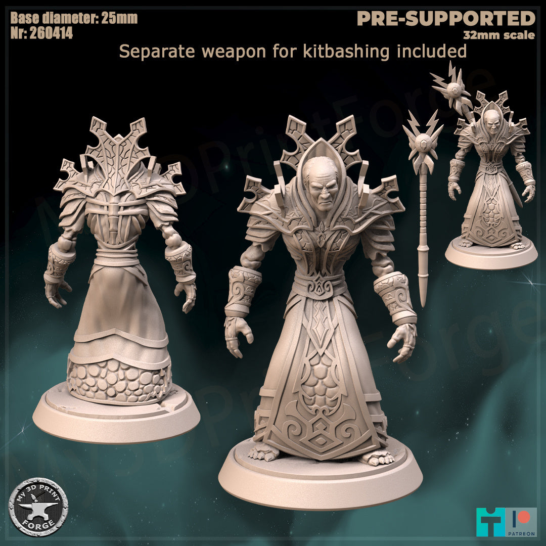 Undead Mage, Classic Armor, 2 Poses - Unpainted Miniature