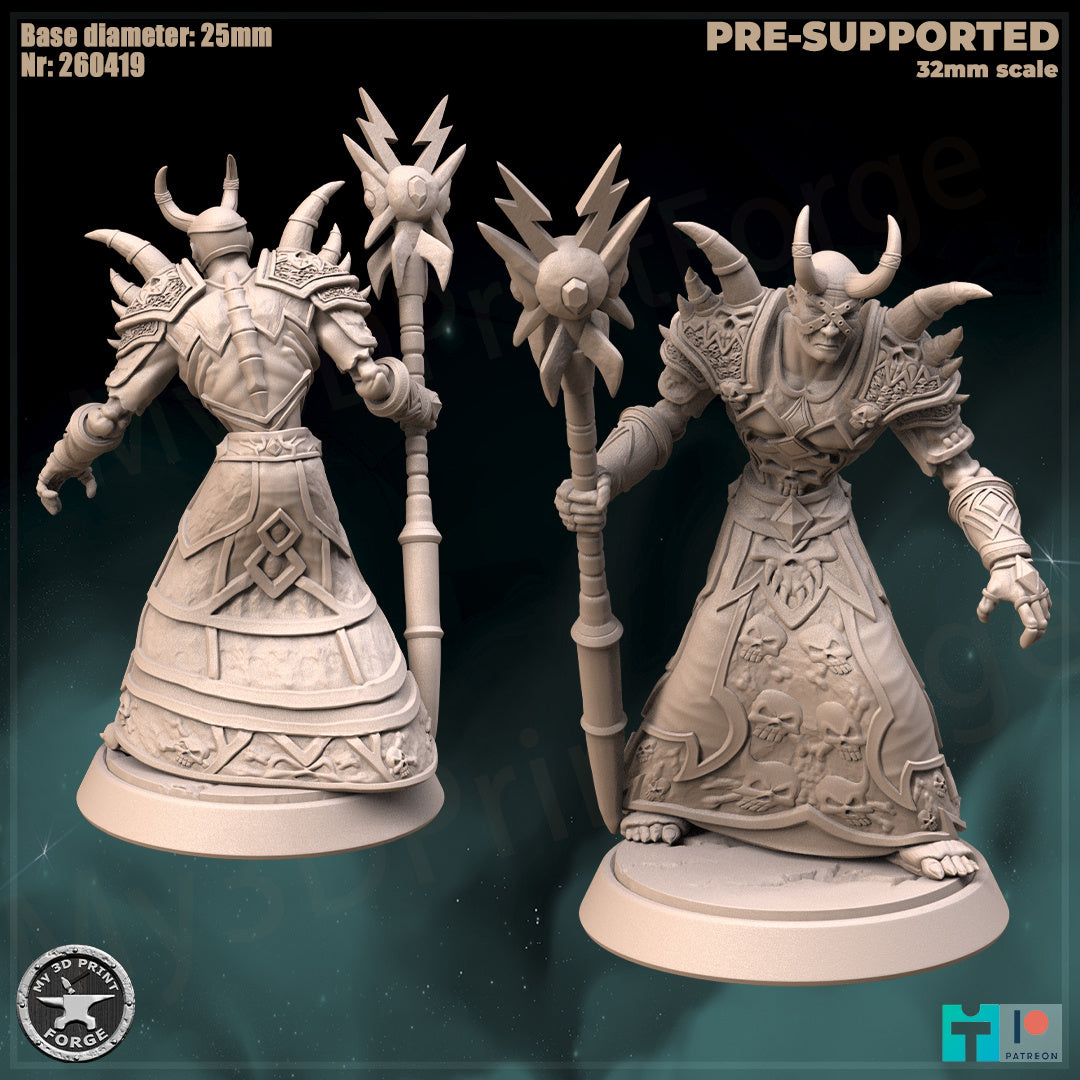 Undead Warlock, Classic Armor, 2 Poses - Unpainted Miniature