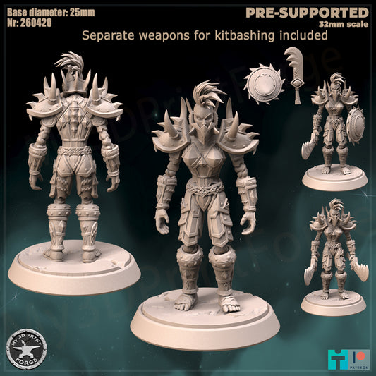Undead Female Warrior, Classic Armor, 2 Poses - Unpainted Miniature