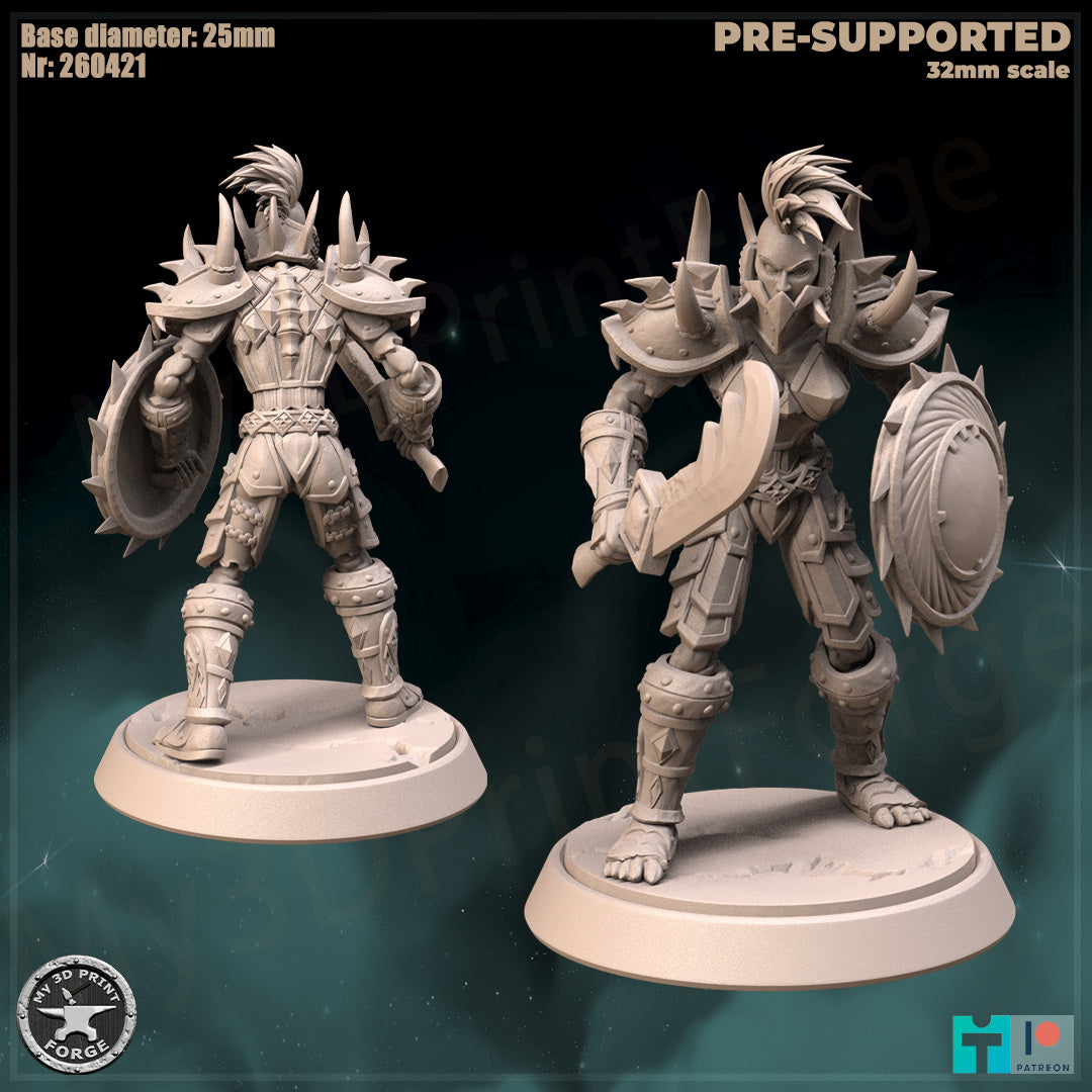 Undead Female Warrior, Classic Armor, 2 Poses - Unpainted Miniature