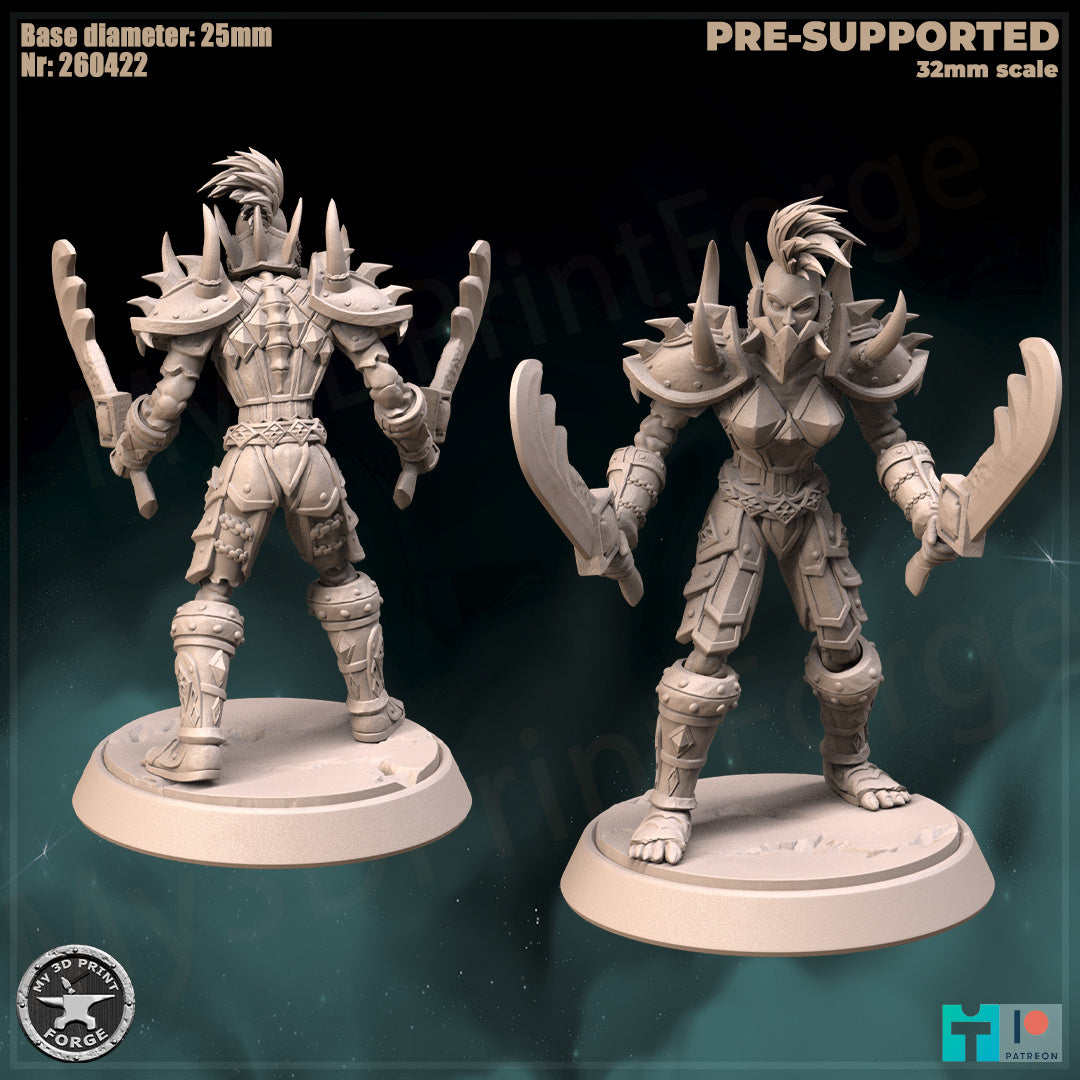 Undead Female Warrior, Classic Armor, 2 Poses - Unpainted Miniature