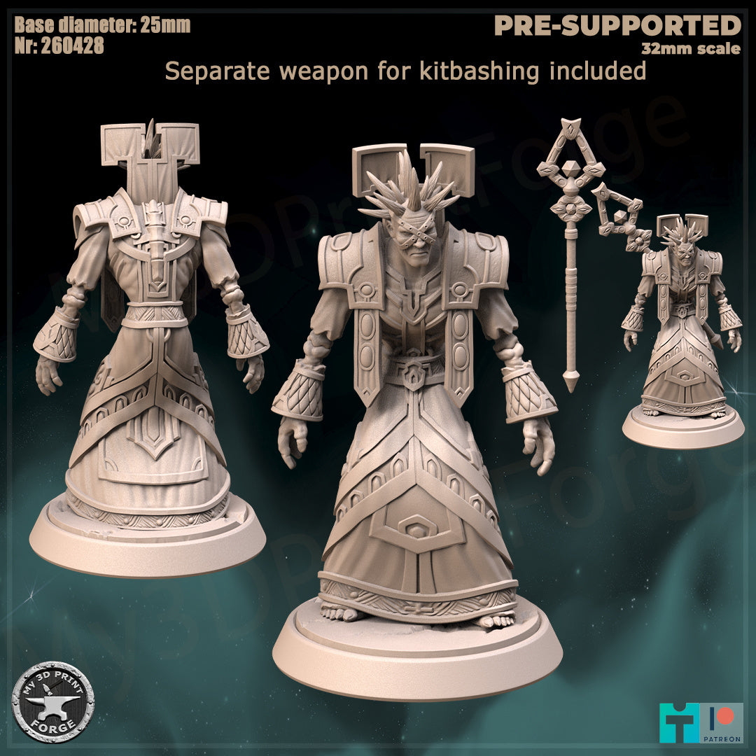 Undead Priest, Classic Armor, 2 Poses - Unpainted Miniature