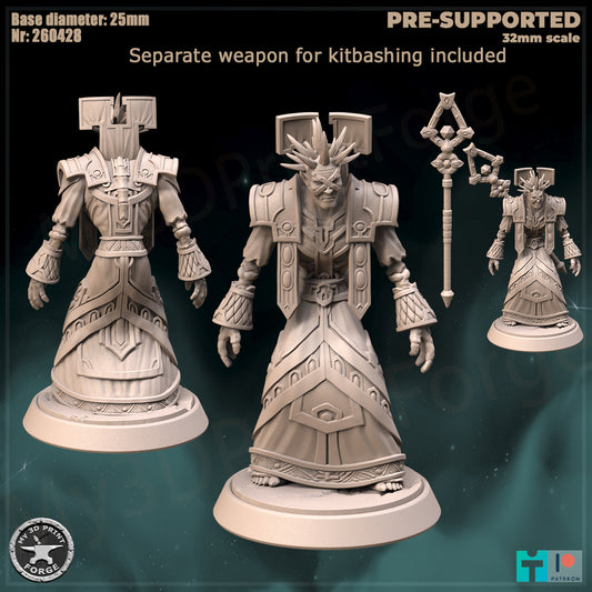 Undead Priest, Classic Armor, 2 Poses - Unpainted Miniature