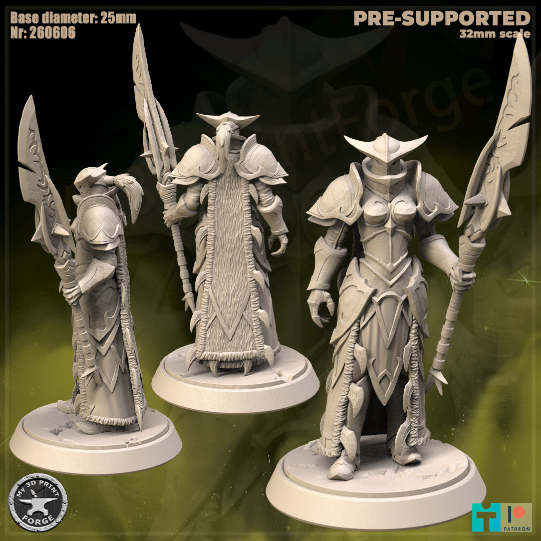 Elven Warden with Spear - 32mm Scale - Unpainted Miniature