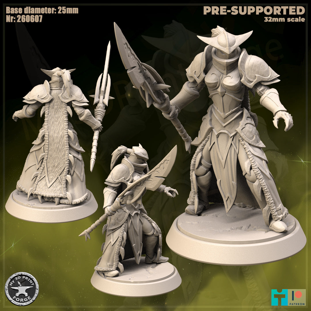 Elven Warden with Spear - 32mm Scale - Unpainted Miniature