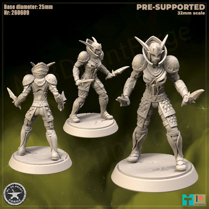 Female Elf Rogue, Classic Armor - 32mm Scale - Unpainted Miniature