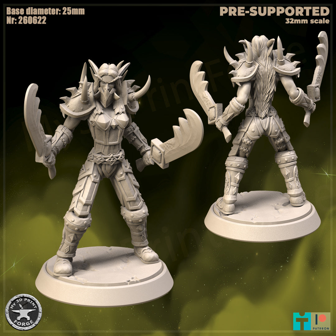 Female Elf Warrior, Classic Armor - 32mm Scale - Unpainted Miniature