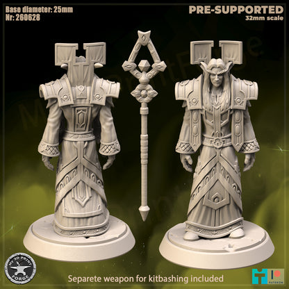 Elf Priest, Classic Armor - 32mm Scale - Unpainted Miniature