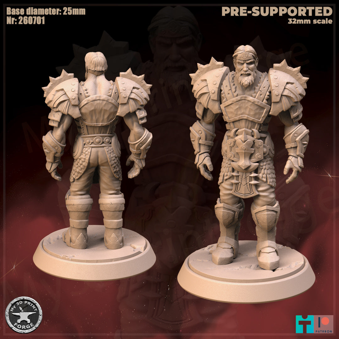 Warlord, Human Tribe - 3 Poses - 32mm Scale - Unpainted Miniature