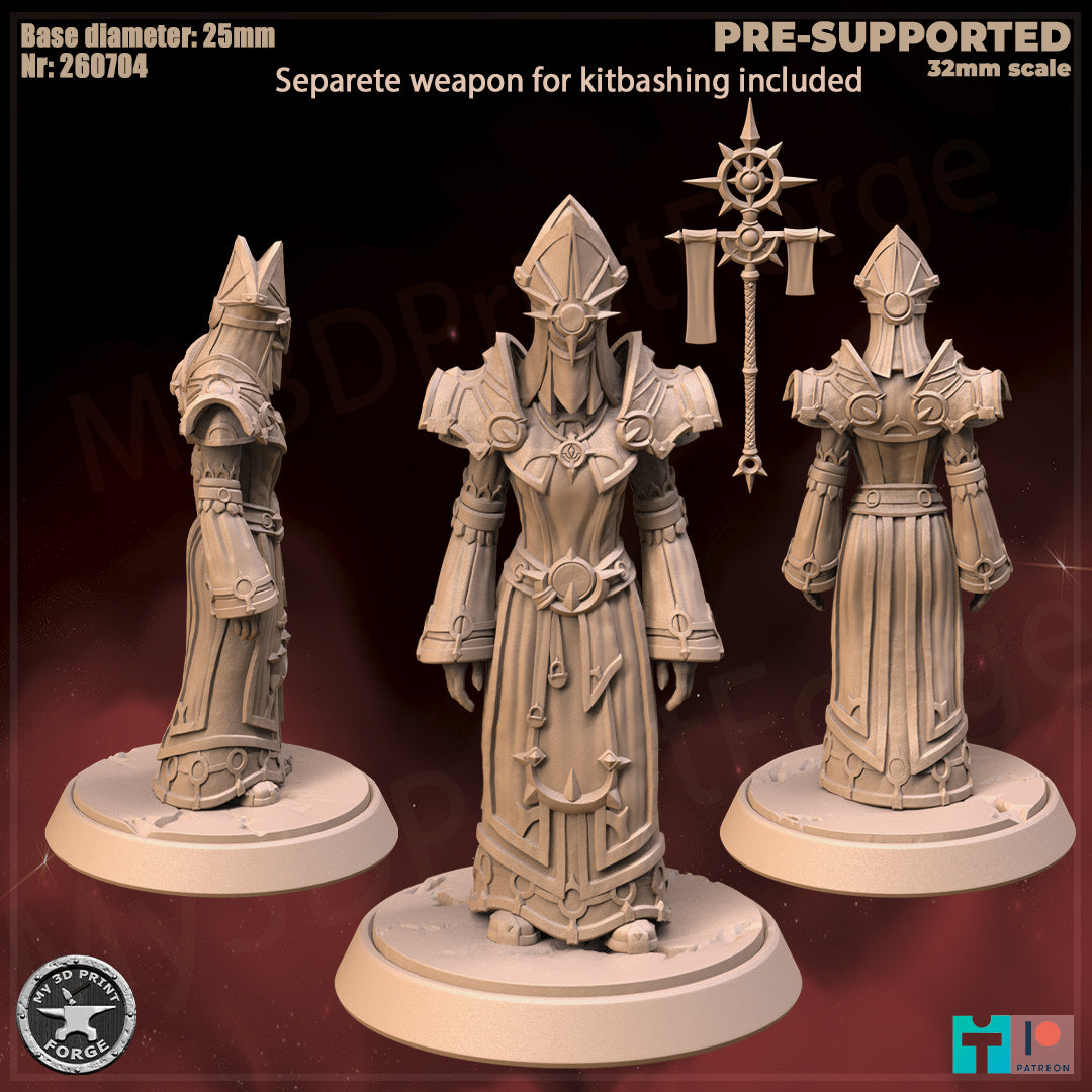 Female Priest, Human Tribe - 2 Poses - 32mm Scale - Unpainted Miniature