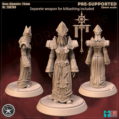 Female Priest, Human Tribe - 2 Poses - 32mm Scale - Unpainted Miniature