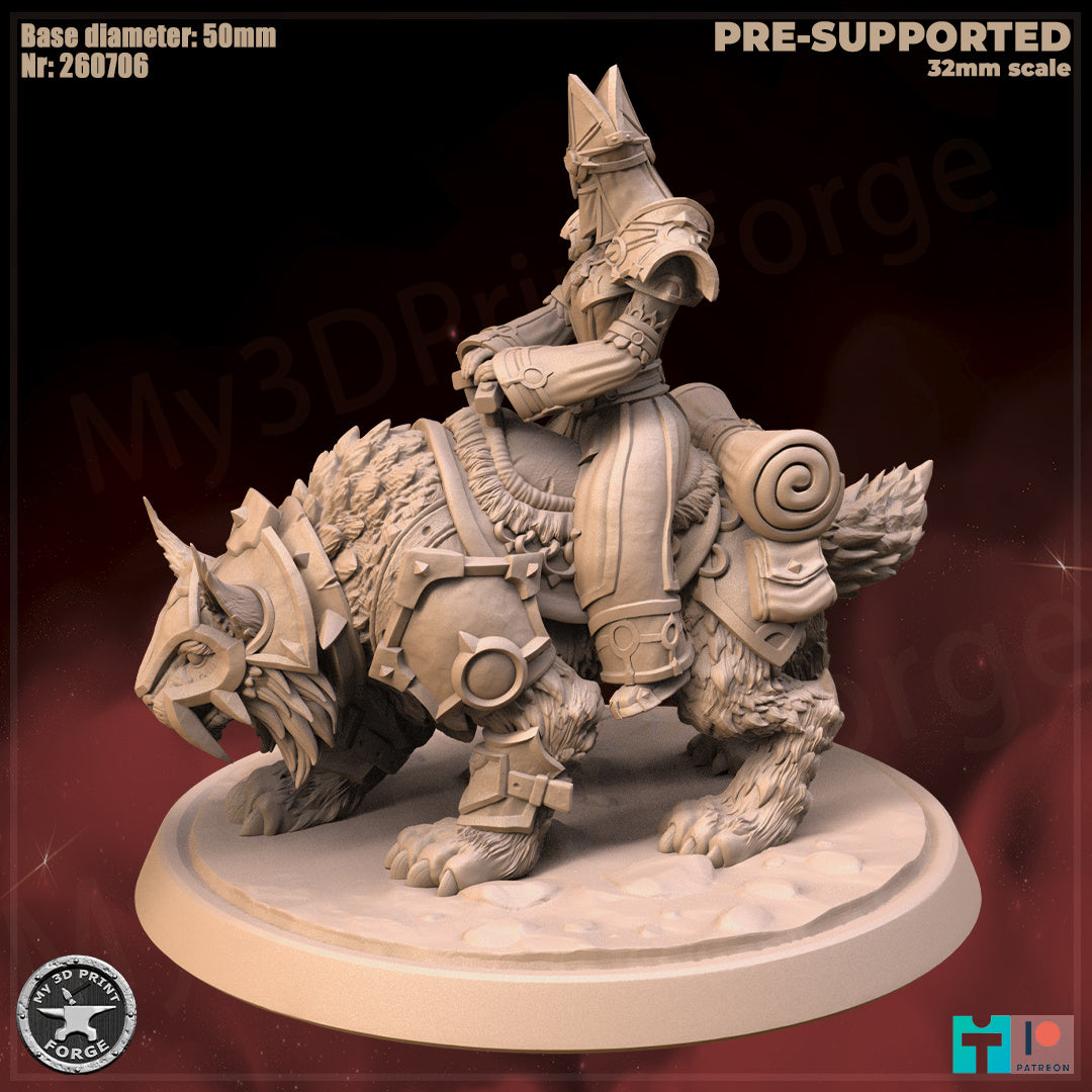 Female Priest, Mounted, Human Tribe - 32mm Scale - Unpainted Miniature