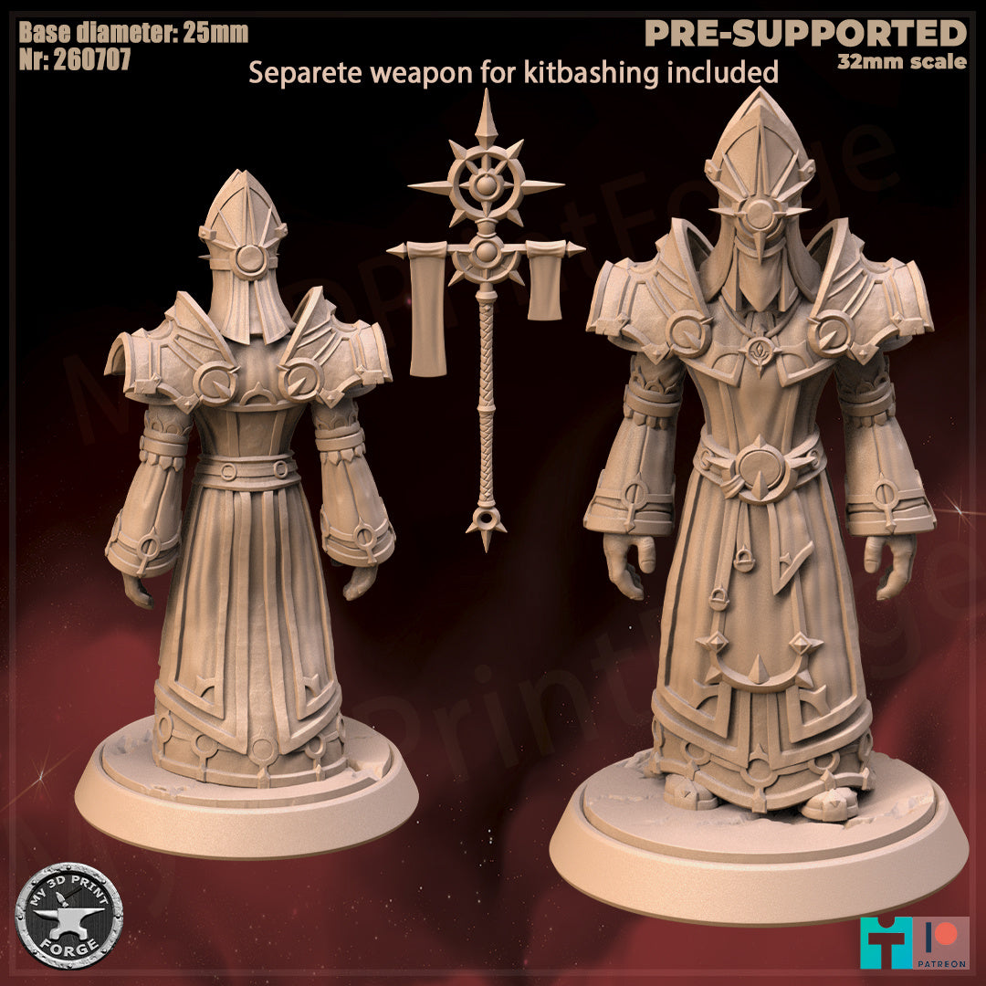 Male Priest, Human Tribe - 2 Poses - 32mm Scale - Unpainted Miniature