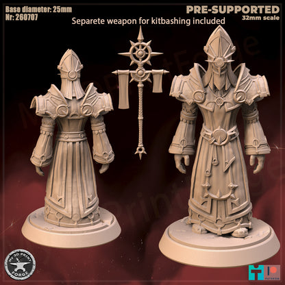 Male Priest, Human Tribe - 2 Poses - 32mm Scale - Unpainted Miniature