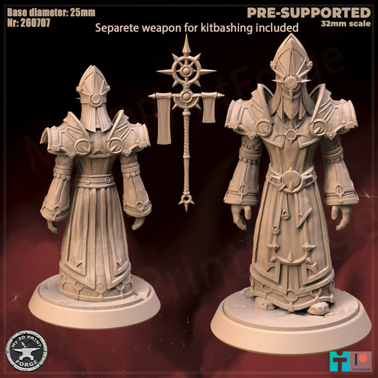 Male Priest, Human Tribe - 2 Poses - 32mm Scale - Unpainted Miniature