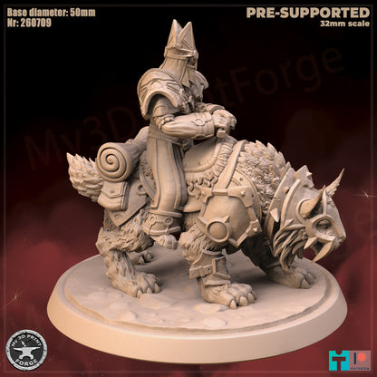 Male Priest, Mounted, Human Tribe - 32mm Scale - Unpainted Miniature