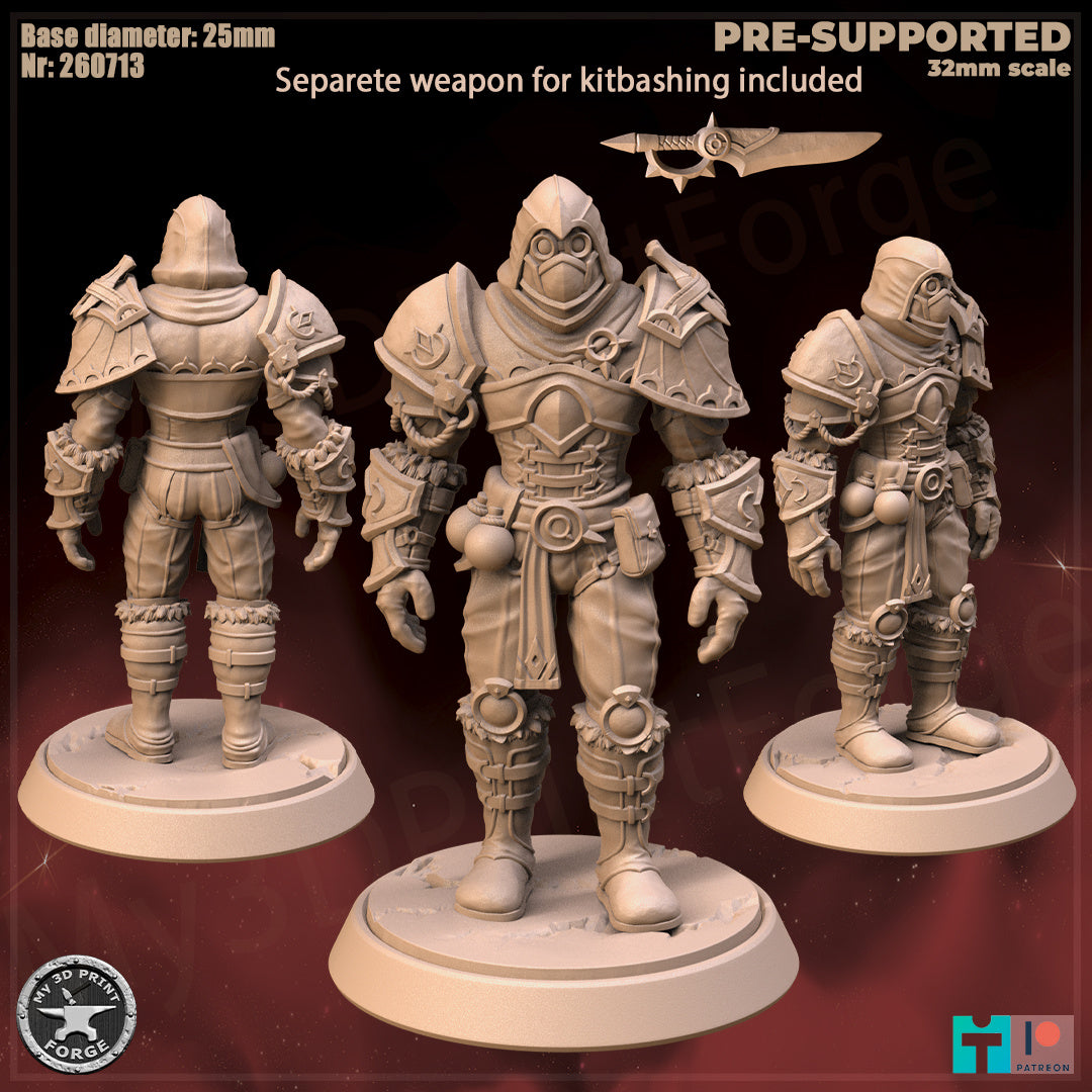 Male Rogue, Human Tribe - 2 Poses - 32mm Scale - Unpainted Miniature
