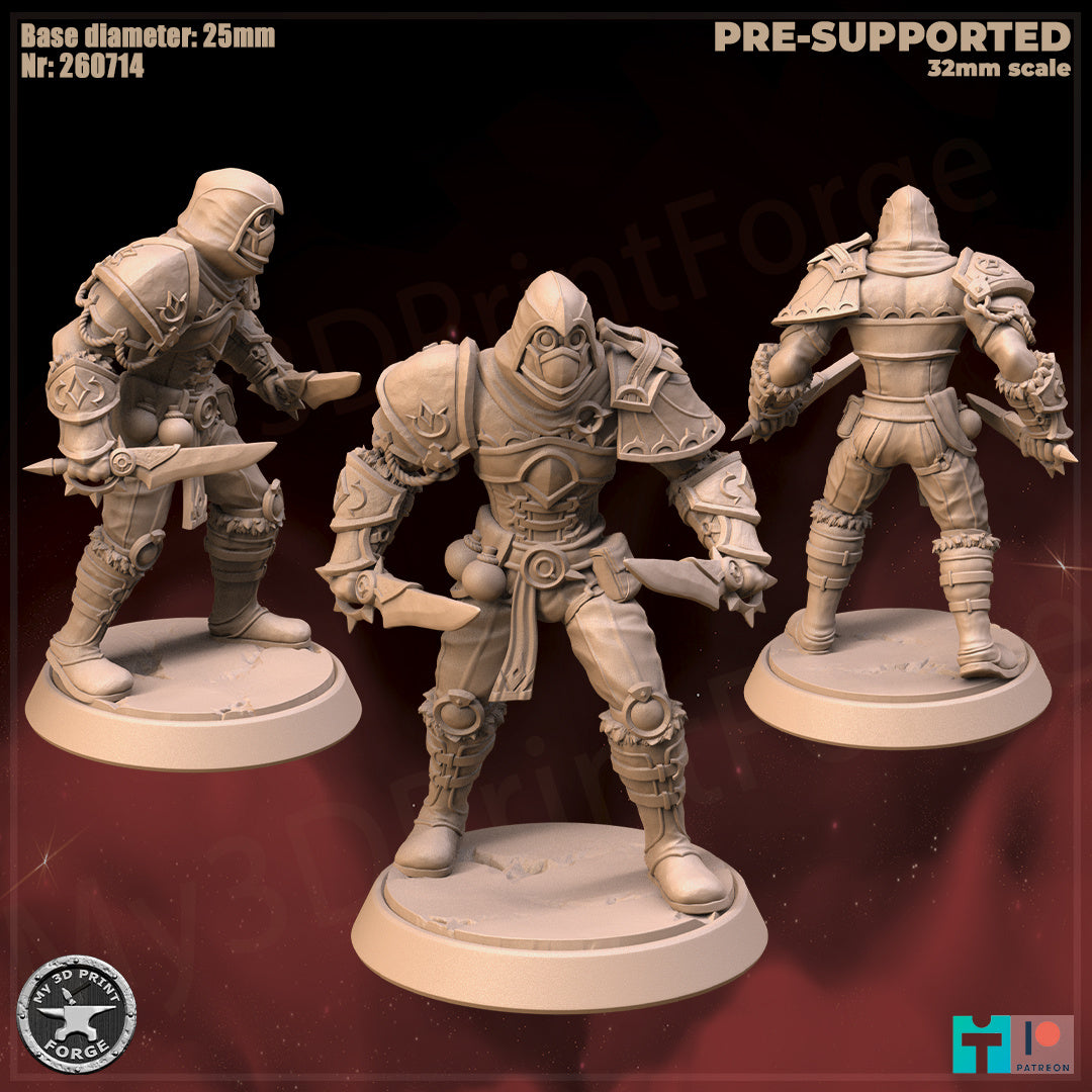 Male Rogue, Human Tribe - 2 Poses - 32mm Scale - Unpainted Miniature