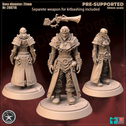 Female Hunter, Human Tribe - 2 Poses - 32mm Scale - Unpainted Miniature