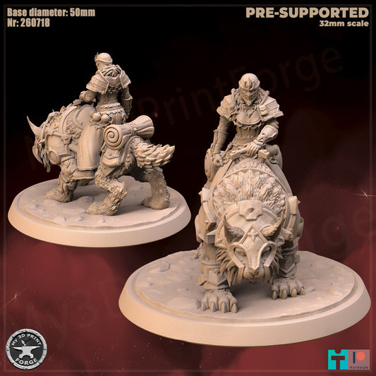 Hunter, Human Tribe, Mounted - 32mm Scale - Unpainted Miniature