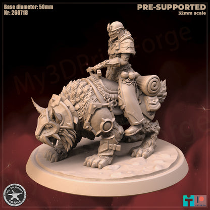 Hunter, Human Tribe, Mounted - 32mm Scale - Unpainted Miniature