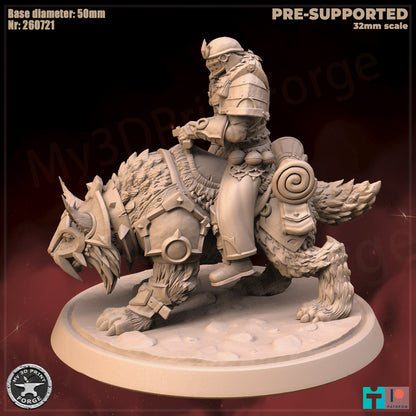 Hunter, Human Tribe, Mounted - 32mm Scale - Unpainted Miniature