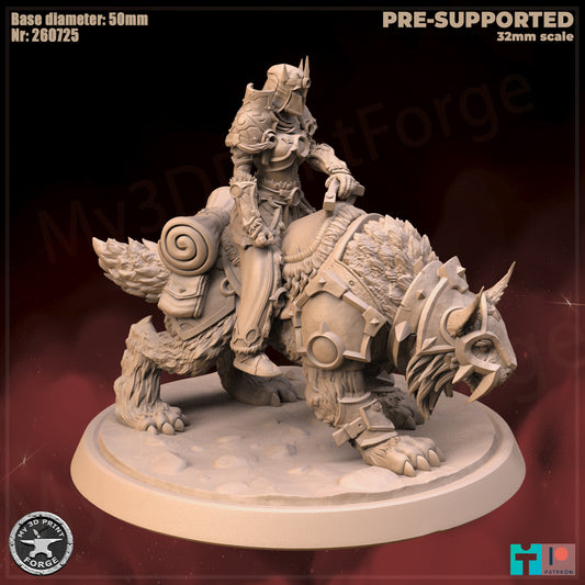 Warrior, Human Tribe, Mounted - 32mm Scale - Unpainted Miniature