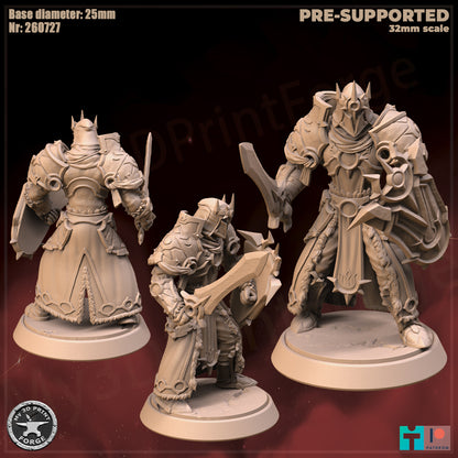 Male Warrior, Human Tribe - 3 Poses - 32mm Scale - Unpainted Miniature