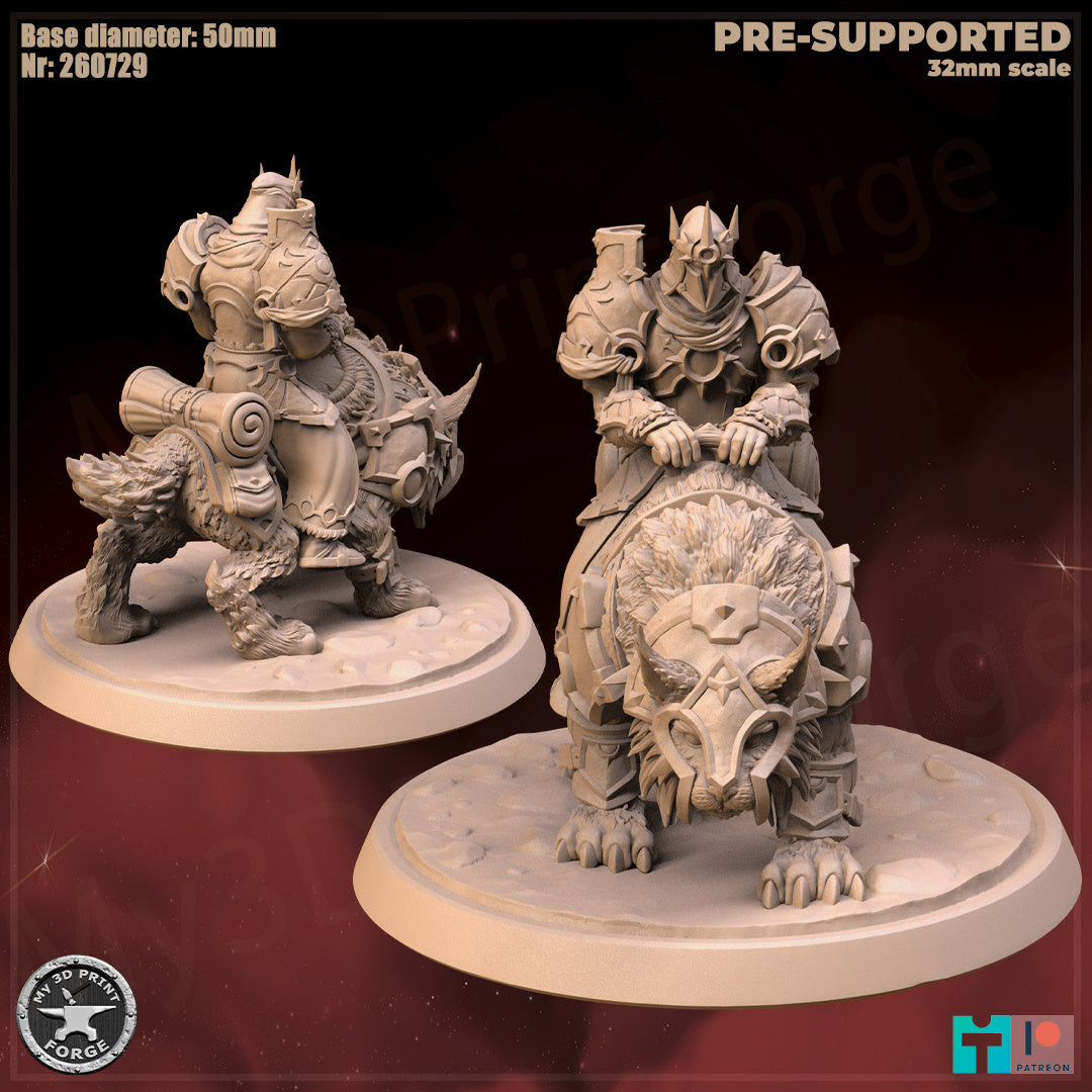 Warrior, Human Tribe, Mounted - 32mm Scale - Unpainted Miniature