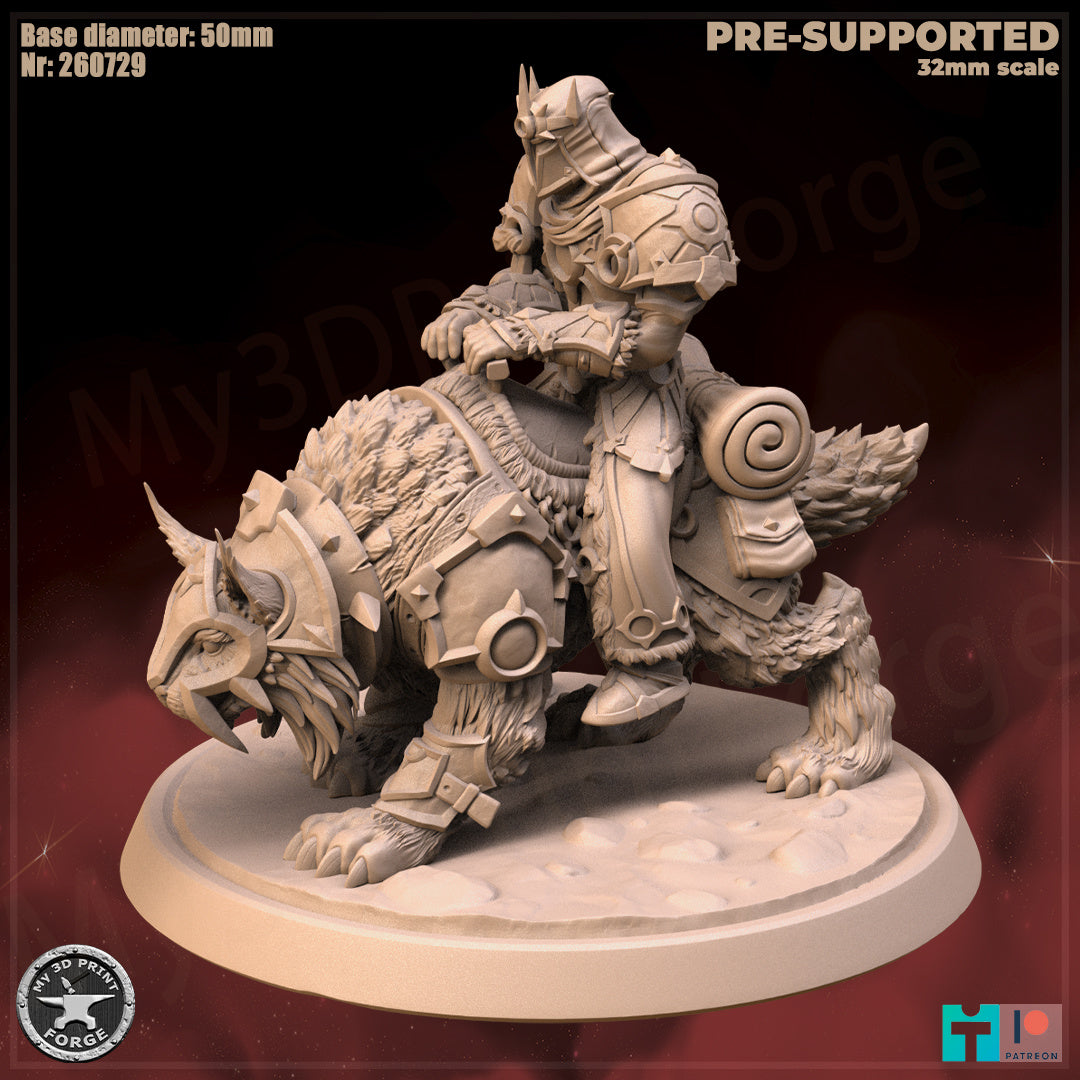 Warrior, Human Tribe, Mounted - 32mm Scale - Unpainted Miniature