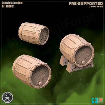 Barrels, the Lion Inn Set - 32mm Scale - Unpainted Miniature