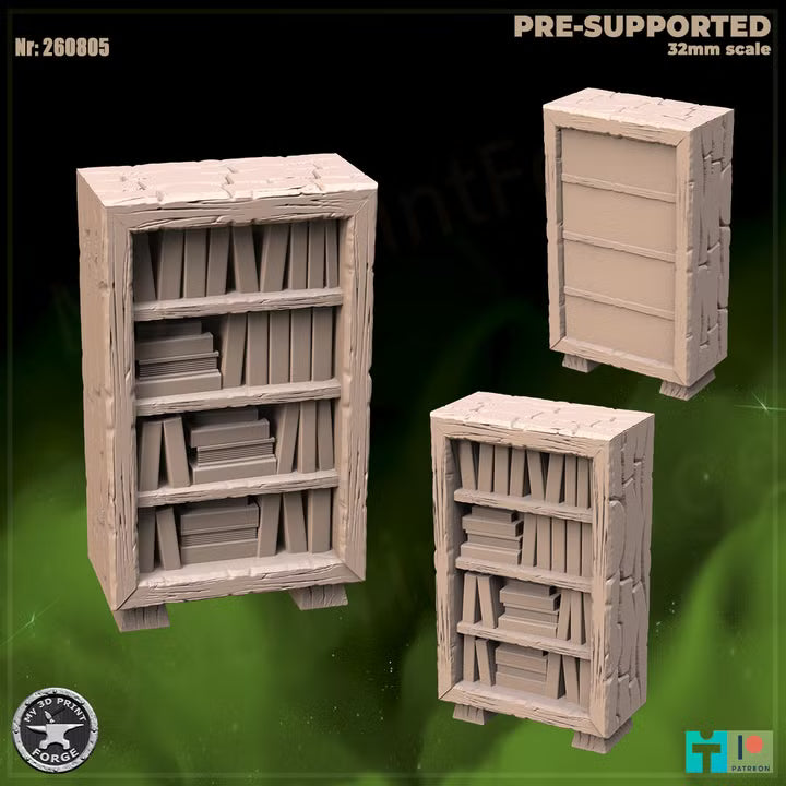 Bookshelf, the Lion Inn Set - 32mm Scale - Unpainted Miniature