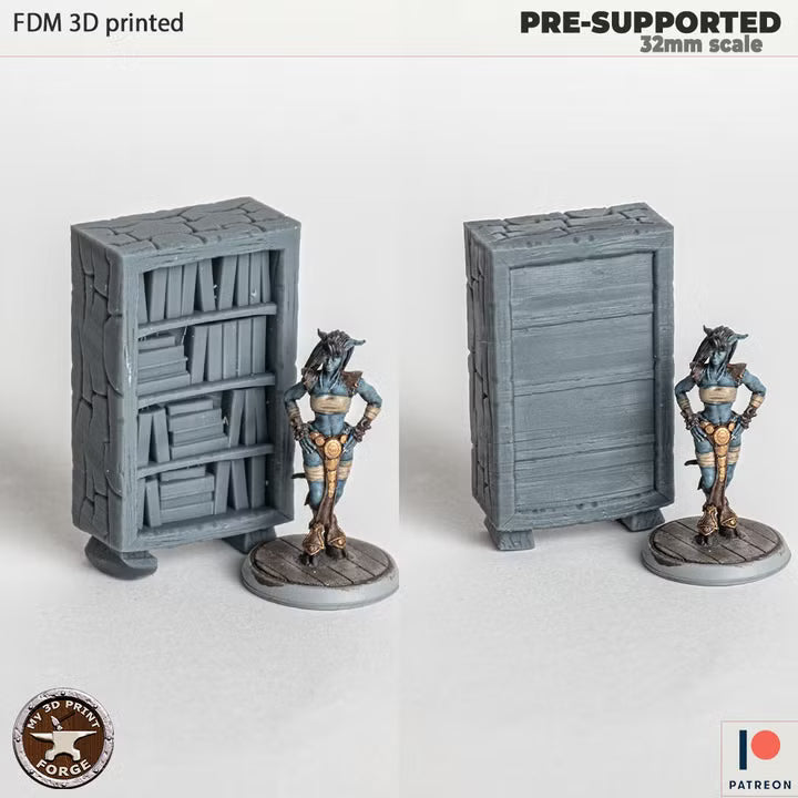 Bookshelf, the Lion Inn Set - 32mm Scale - Unpainted Miniature