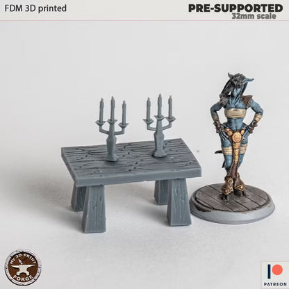 Candlesticks, the Lion Inn Set - 32mm Scale - Unpainted Miniature