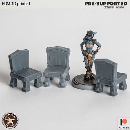Chairs, the Lion Inn Set - 32mm Scale - Unpainted Miniature