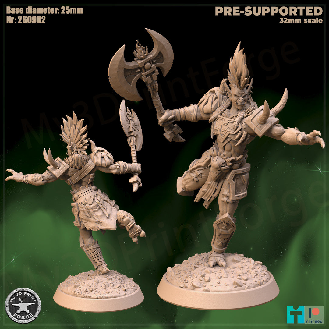 Female Troll Chieftain, 2 Poses - 32mm Scale - Unpainted Miniature