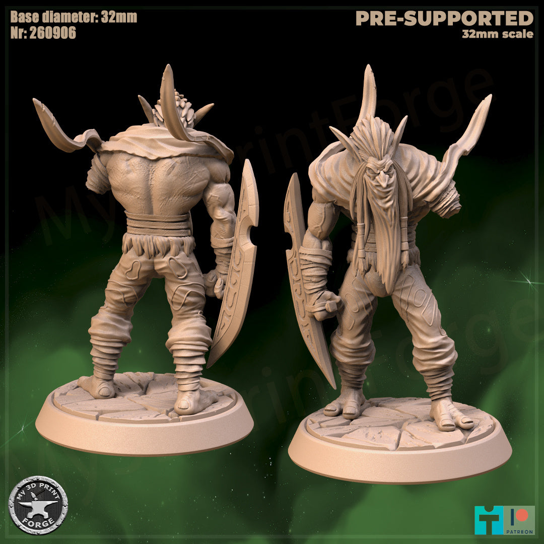 One-Armed Troll, 2 Poses - 32mm Scale - Unpainted Miniature