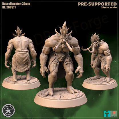 Troll Commoner, 2 Poses - 32mm Scale - Unpainted Miniature