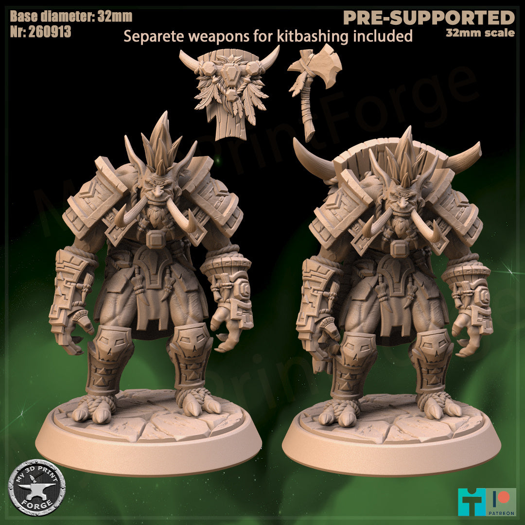 Troll Warrior, 3 Poses - 32mm Scale - Unpainted Miniature
