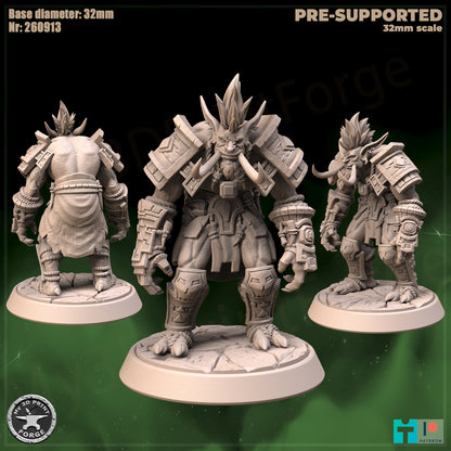 Troll Warrior, 3 Poses - 32mm Scale - Unpainted Miniature