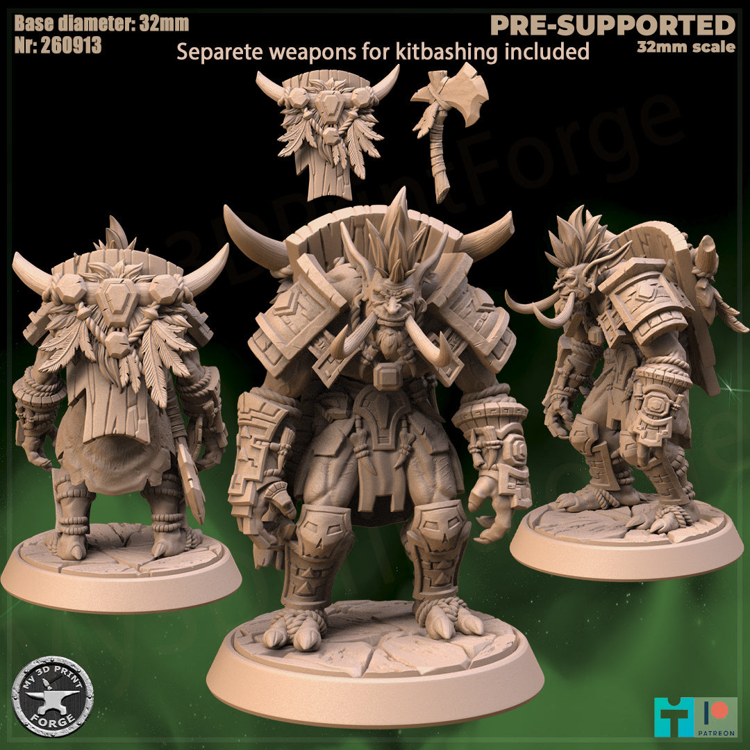 Troll Warrior, 3 Poses - 32mm Scale - Unpainted Miniature