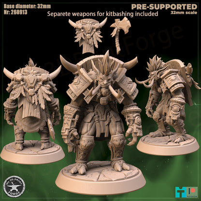 Troll Warrior, 3 Poses - 32mm Scale - Unpainted Miniature