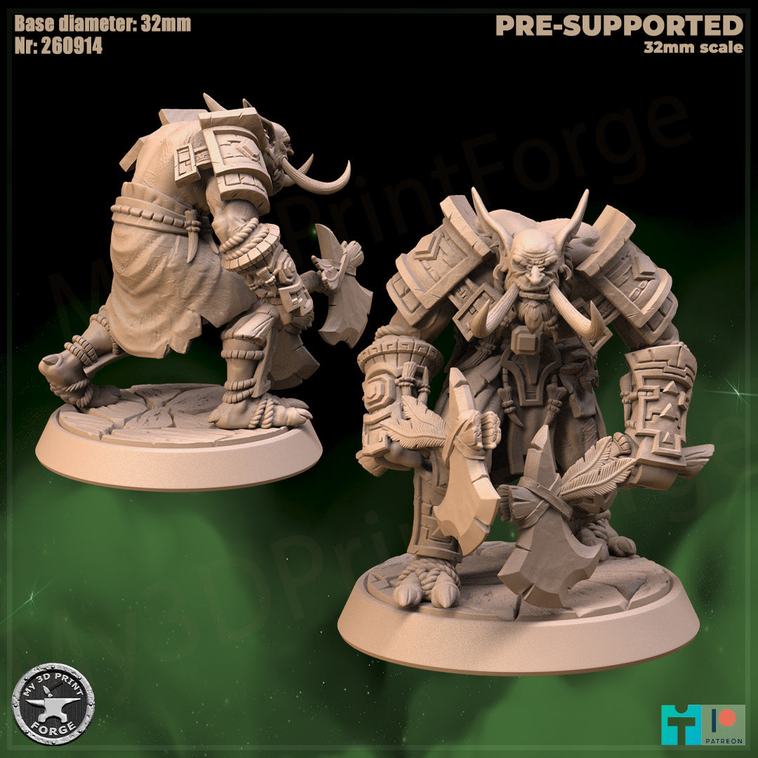 Troll Warrior, 3 Poses - 32mm Scale - Unpainted Miniature