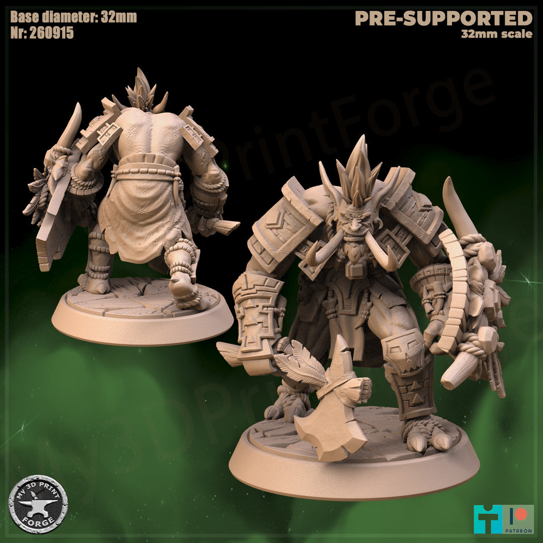 Troll Warrior, 3 Poses - 32mm Scale - Unpainted Miniature
