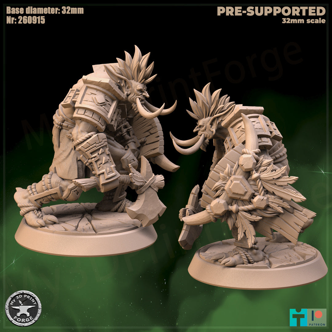 Troll Warrior, 3 Poses - 32mm Scale - Unpainted Miniature