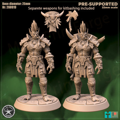 Female Troll Warrior, 2 Poses - 32mm Scale - Unpainted Miniature