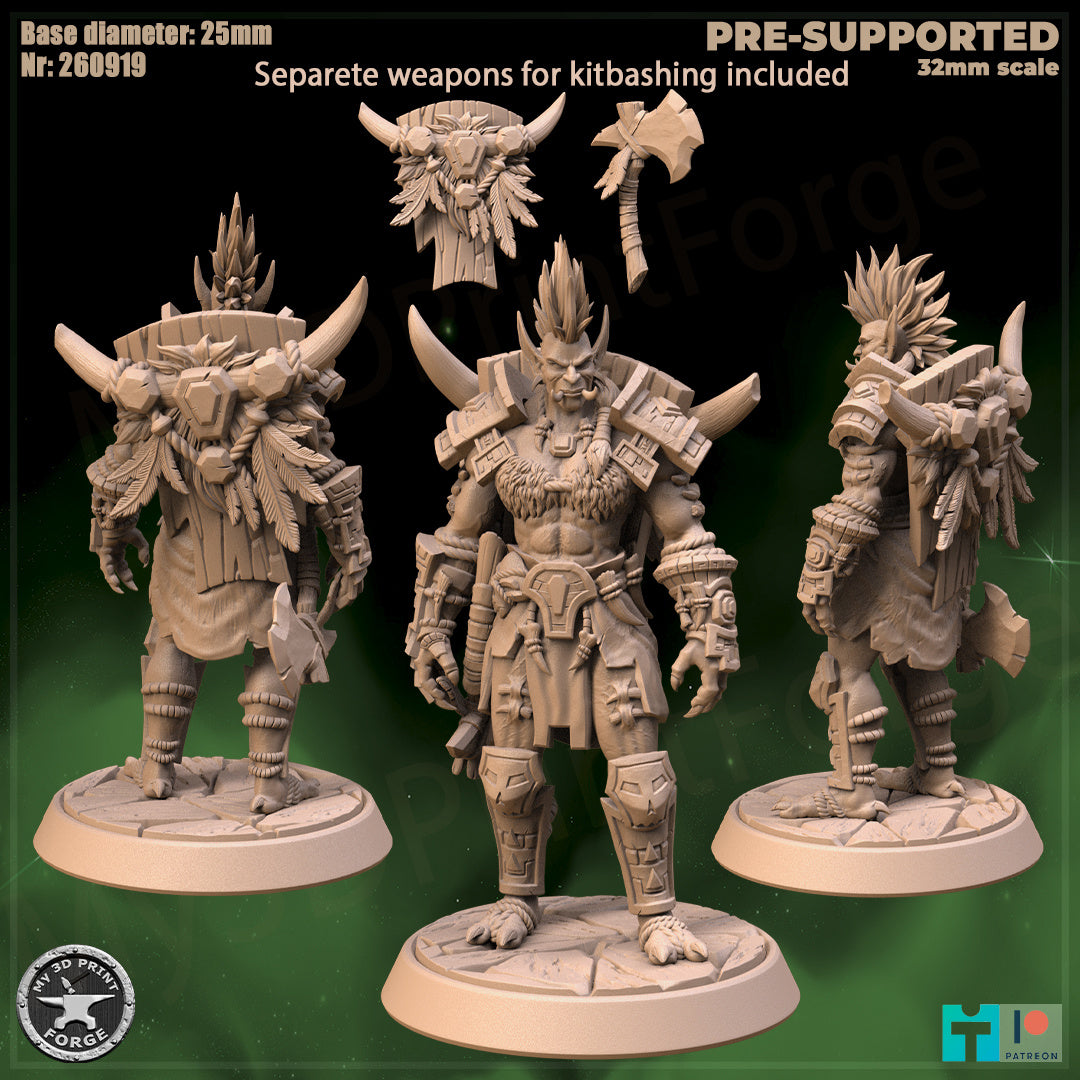 Female Troll Warrior, 2 Poses - 32mm Scale - Unpainted Miniature