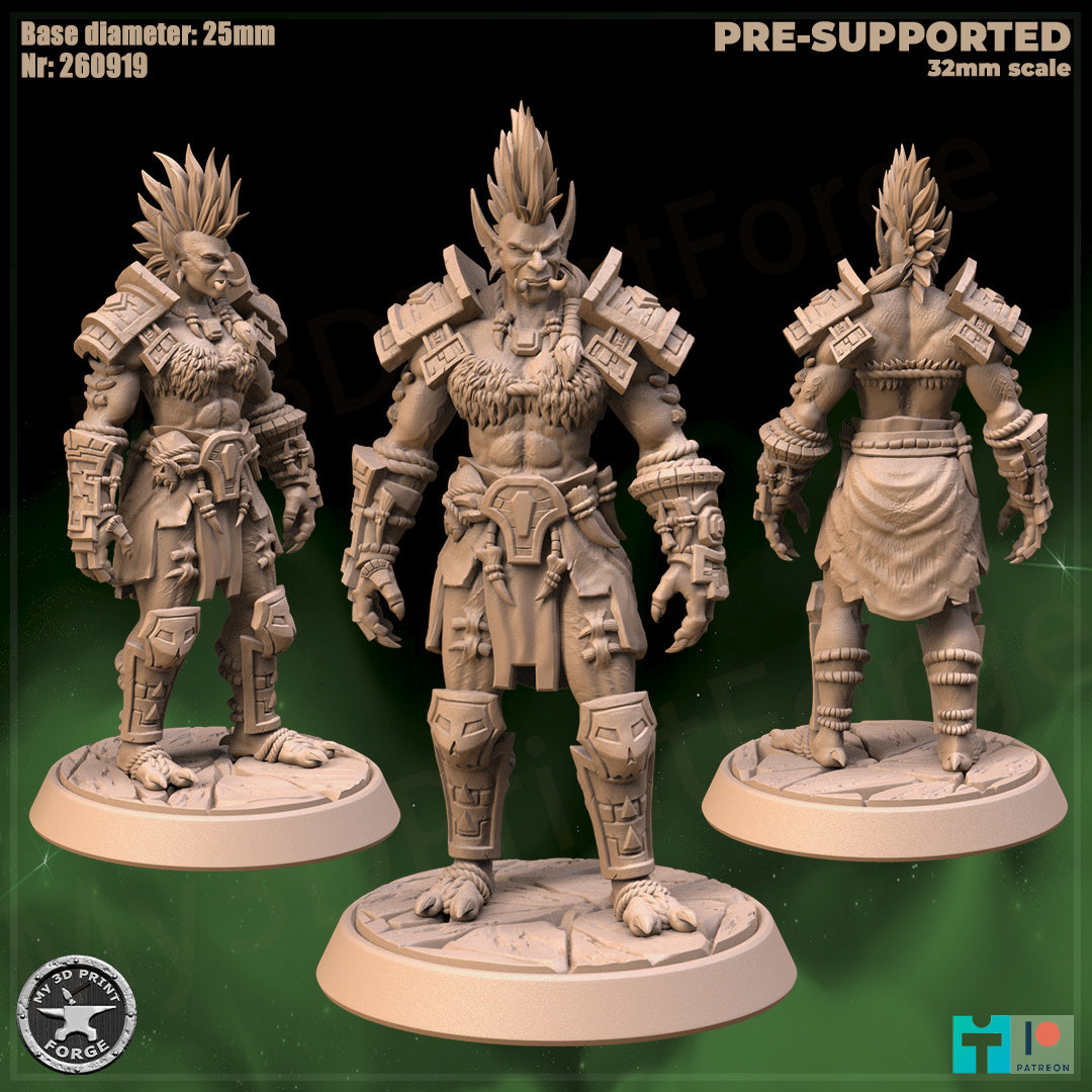 Female Troll Warrior, 2 Poses - 32mm Scale - Unpainted Miniature