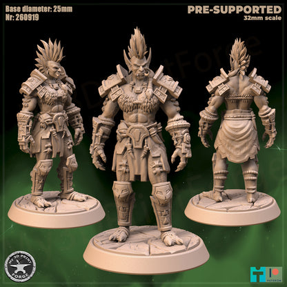 Female Troll Warrior, 2 Poses - 32mm Scale - Unpainted Miniature